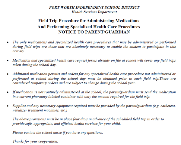 Field Trip Information 